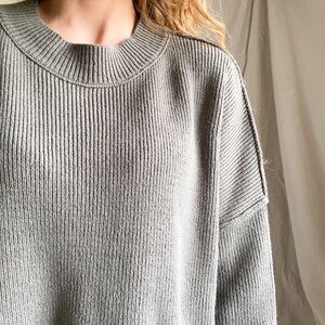 Gray Ribbed Women's Sweater